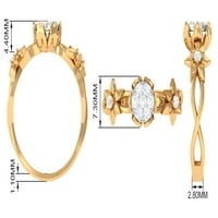 Zapanjujući CT prirodni dijamant i Zlatni Latic cvjetni prsten za žene, dijamantski fini prsten, 14k žuto