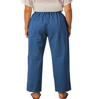 Capreze ravne dno noge hlače za žene vrećaste pantalone dnevno troše pune korijene sa džepovima Blue S
