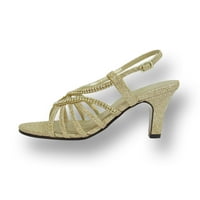 Danielle Women-ova široka širina Swirly Rhinestone Strinke Dressy Sandals Gold 7.5