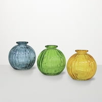 Sullivans mini teksturirani stakleni kuglični vaze set od 3, 3,5 h višebojni