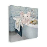 Stupell svinje kupaonica kupatilo životinje i insekti slikarstvo Galerija zamotana platna Print Wall Art