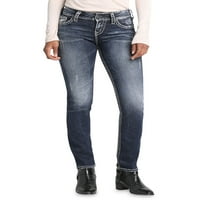 Srebrna Jeans Co. Dame Suki Mid Riječni traperice za noge, pojaseve veličine 24-36