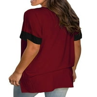 Rejlun dame TEE V izrez T-majica Majica sa čvrstim bojama Bluza Tunic Ležerna salon Ljetne vrhove Siva