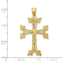 14k žuti zlatni dijamantski rezani Fancy Cross privjesak Charm