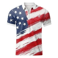 Muškarci Geometrijske Štampane Polo Majice Dan Nezavisnosti Američka Zastava Bluza Odbijena Kragna Muški
