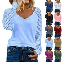 Ženska mreža sa prugastim vratom sa dugim rukavima majica labava bluza za pulover od tunike