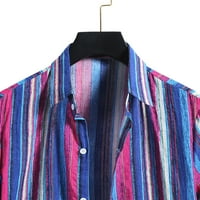 Hanas Fashion Casual Man Shirts Muška Moda pamuk lanena traka Print kratki rukav dugme majica bluza Top