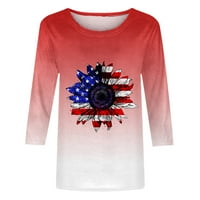 Aufmer Clearence ženske majice rukave američka zastava, dame modni casual okrugli vrat ubod u boji u boji