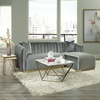 Grisby sekcijska Sofa sa čupavim naslonom u Srebrnom baršunu od Coaster Furniture