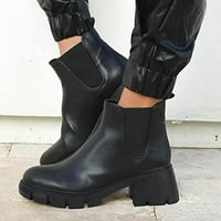 symoid Womens mid Calf Boots-velika veličina debelog đona rukav sa debelom potpeticom okrugli prst kratke
