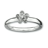 Sterling srebrni cvijet dijamantski prsten