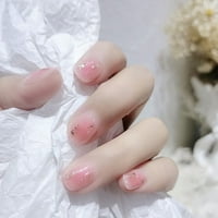 Sjajni ružičasti lažni nokti zlatni folijski kratki lažni nokti za žene i djevojke ljepilo