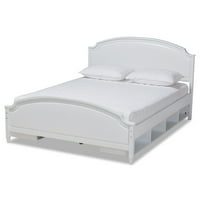 Baxton Studio Elise klasični i tradicionalni prelazni bijeli završeni drveni krevet za pohranu veličine