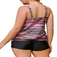 Chama Womens Plus size Blouson Tankini kupaći kostimi Striped kupaći kostimi Postavi dvodijelni atletski