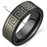 Muški grčki motiv ključa Comfort Fit Crni volfram prsten za vjenčanje