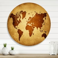 PRONAĐEDAČA Drevna mapa svijeta VI Vintage krug metalna zidna umjetnost - disk od 23