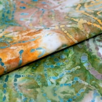 Tkanina, pamuk Print Batik, rezani jardi, zeleni i narandžasti listovi
