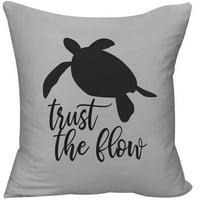 Vjerujte u tok morska kornjača silueta kurzivni okean funny chill dekorativna navlaka za Jastuk jastuk