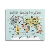 Stupell životinje širom svijeta Kartove Životinje i insekti Galerija slikanje zamotane platno Print Wall