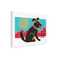 Hillary Vermont dizajn kućnih ljubimaca za umjetnost platna crnog psa Santa Fe