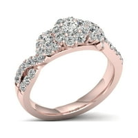 1CT TDW Diamond 10K Rose Gold Cluster Split Shank godišnjički prsten