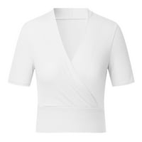 Yubatuo ženske vrhove ženske ljetne seksi casual solid V izrez svakodnevno pletenje kućni majica bluza