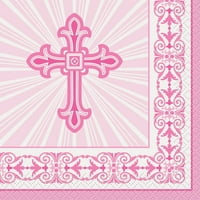 Radiant Cross Religiozni papir napitak salvete, 5in, ružičasti, 16ct