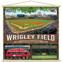Chicago Cubs-zidni Poster Wrigley Field sa drvenim magnetnim okvirom, 22.375 34