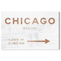 Citivosti avenija piste i Skylines Wall Art Platnene otiske 'Chicago Road potpisao sa bakrom' Sjedinjene